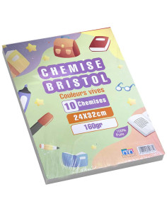 10 Chemises Bristol Vives 24x32, Assortis 160gr - Ribat