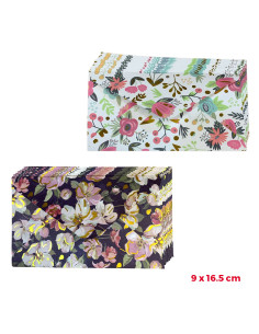 10 Enveloppes Fleuries avec Touches Dorées, 9x16.5 cm