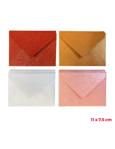 10 Enveloppes Nacrées Gaufrées Motif Arabesque en Relief, 11x7.5 cm