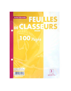 100 Feuilles Dessin Recharge Classeur Blanc, 17x22 90gr - Selecta