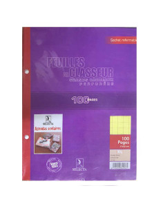 100 Feuilles Recharge Classeur Jaune, 17x22 64gr - Selecta