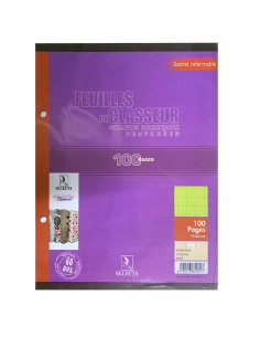 100 Feuilles Recharge Classeur Vert, 17x22 64gr - Selecta