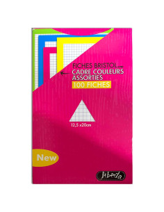 100 Fiches Bristol Couleur Assortis, A5 - Liberta