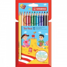 12 Crayons De Couleur Larges STABILO Trio Thick