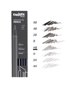 12 Crayons Graphite Carioca Plus, 6B à 4H