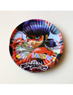 20 Assiettes Plates Pour Anniversaire Pm Thème, Miraculous