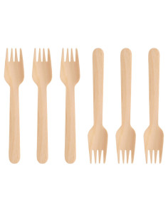 20 Fourchettes en Bois Naturel, GM