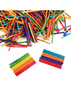 200 Bâtonnets en Bois Multicouleurs