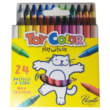 24 Crayons De Cire Couleurs Pastel