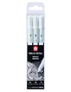 3 STYLO GELLY ROLL BLANC 08mm