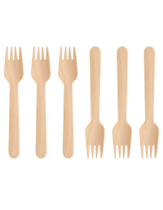 30 Fourchettes en Bois Naturel, PM