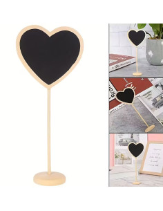 4 Minis Ardoises en Bois sur Pied, Formes Cœur ou Étoile