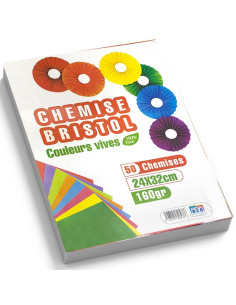 50 Chemises Bristol Vives 24x32, Rouge 160gr - Ribat