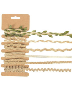 6 Cordons Décoratif Style Jute/Laine - Motifs Assortis