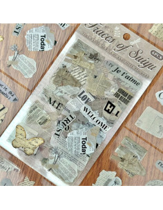 6 Feuilles de Stickers Vintage Traces of Suiyu pour Junk Journal & Scrapbooking