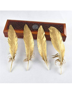6 Plumes Naturelles, Doré et Argent 15 cm