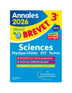 Annales Brevet 2026,Sciences 3e, Sujets et Corrigés - Hachette Education