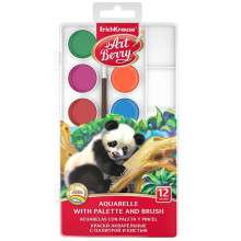 Aquarelles ArtBerry avec Protection UV + Pinceau, 12 Couleurs - ErichKrause