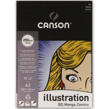 Bloc Papier CANSON Illustration BD, Mangas, Comics A3 250g 12F