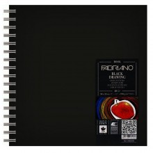 Bloc Papier Dessin Noir Spirale FABRIANO Black Drawing 30cmx30cm 190g 40F