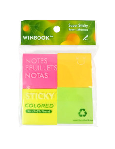 Block Notes Adhésives Colorés WINBOOK, 3×3 cm