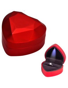 Boîte à Bagues Coeur avec Lumière Automatique LED