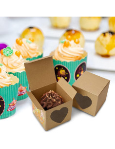 Boîte Kraft 5×5 cm avec Fenêtre Cœur
