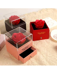 Boite Cadeau & Tiroir avec Rose Eternelle - Best Wishes