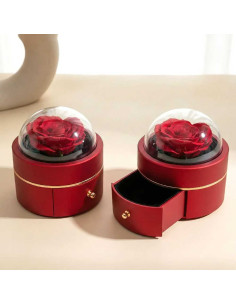 Boite Cadeau & Tiroir avec Rose Eternelle Sous Cloche