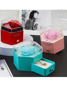 Boite Cadeau & Tiroir Hexagonal avec Rose Eternelle - Best Wishes