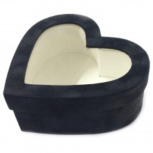 Boite Cadeau Coeur Velour Noir MM - Réf. 058115