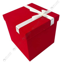 Boite Cadeau Cubique en Velours Avec Ruban, 20x20 cm