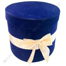 Boite Cadeau Rond en Velours Avec Ruban, GM