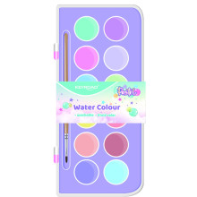 Boite de 12 Aquarelles Pastel Avec 1 Pinceau, Keyroad - Réf.972426
