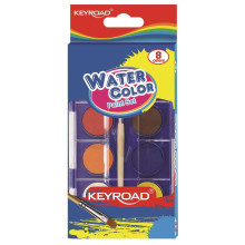 Boite de 8 Aquarelles Avec 1 Pinceau, Keyroad - Réf.971350