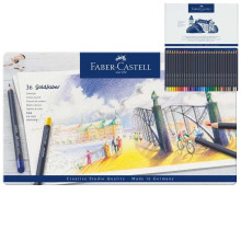 Boite Métal de 36 Crayons de Couleur Goldfaber, Faber-Castell - Réf.114736