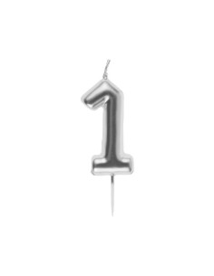 Bougie Anniversaire Chiffre 1 Argent, PM