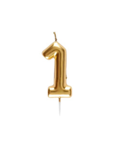 Bougie Anniversaire Chiffre 1 Doré, PM