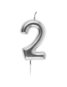 Bougie Anniversaire Chiffre 2 Argent, GM