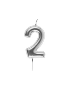 Bougie Anniversaire Chiffre 2 Argent, PM