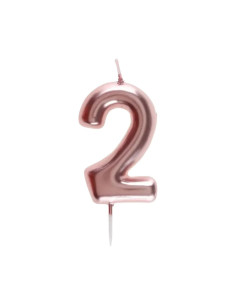 Bougie Anniversaire Chiffre 2 Rose Gold,  GM