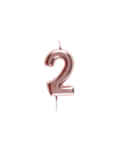 Bougie Anniversaire Chiffre 2 Rose Gold, PM