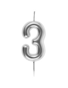 Bougie Anniversaire Chiffre 3 Argent, GM