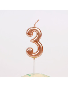 Bougie Anniversaire Chiffre 3 Bronze , PM