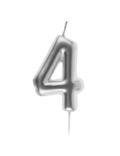 Bougie Anniversaire Chiffre 4 Argent, GM