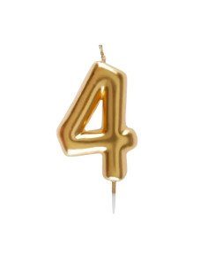 Bougie Anniversaire Chiffre 4 Doré,  GM