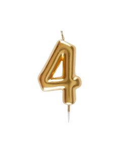 Bougie Anniversaire Chiffre 4 Doré, PM