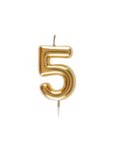 Bougie Anniversaire Chiffre 5 Doré,  GM