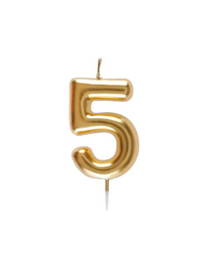 Bougie Anniversaire Chiffre 5 Doré, PM