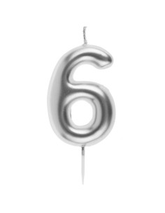 Bougie Anniversaire Chiffre 6 Argent, GM
